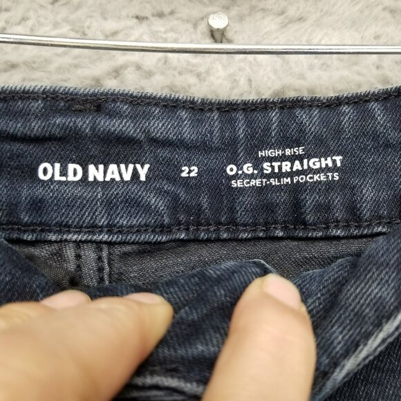 Old Navy Jeans Womens 22 Black Straight Stretch Crop High Button Fly - Picture 5 of 13